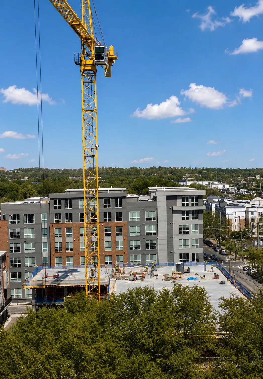 Parkside Parcel 8 multifamily construction with tower crane, Washington DC
